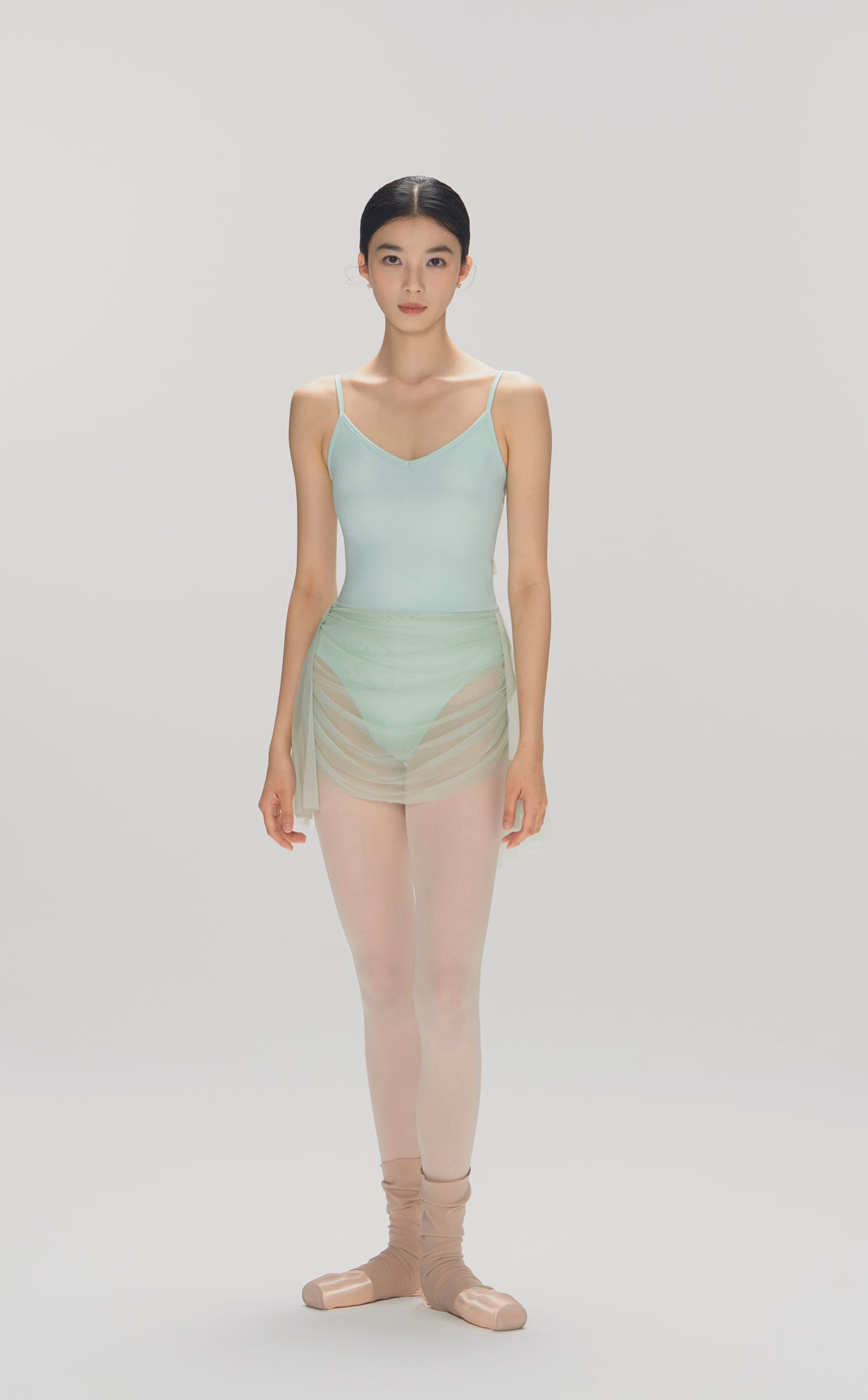 Ballet Leotard | V-Neck Pinched Back One-Piece with Attached Skirt