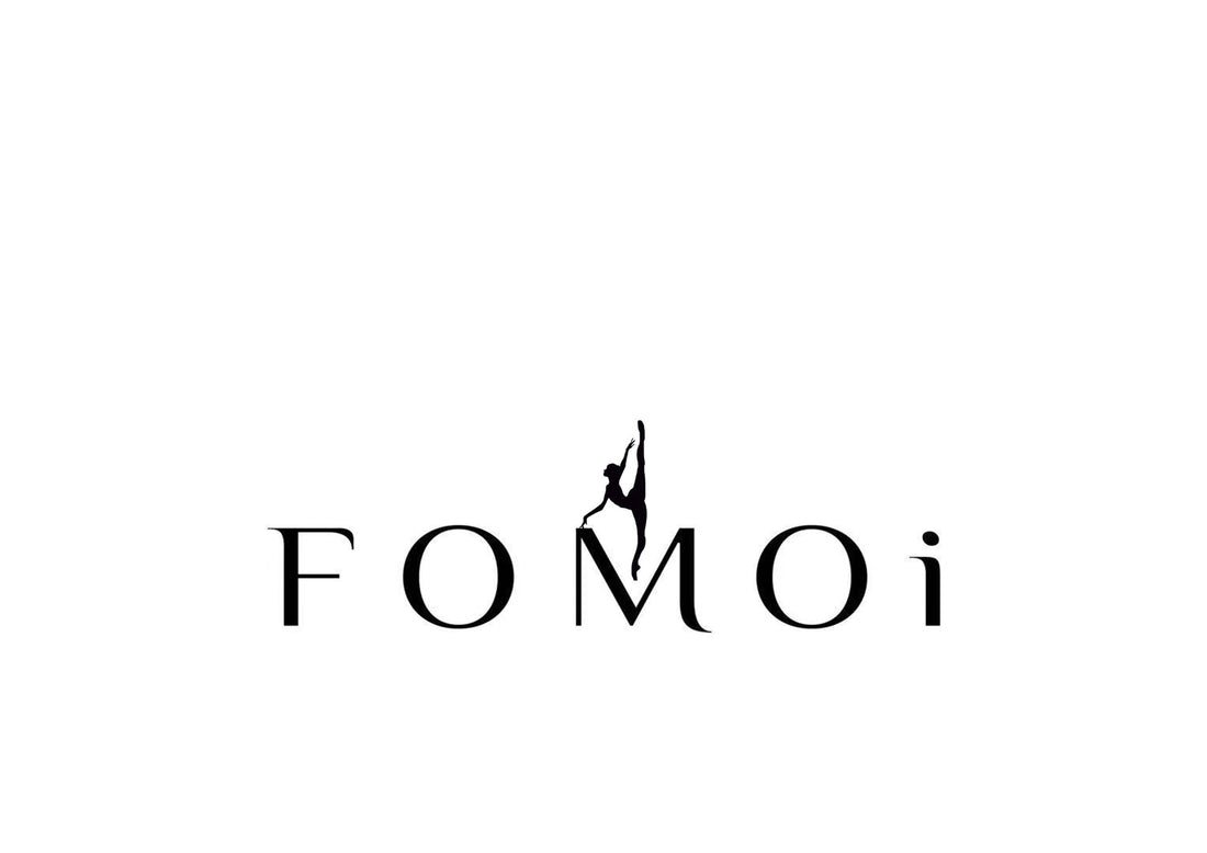 FOMOi BALLET official logo featuring a ballerina silhouette for elegant dancewear and ballet apparel
