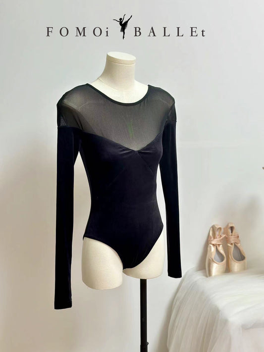 成人Ballet Leotard | Velvet With Net Desgin in Back