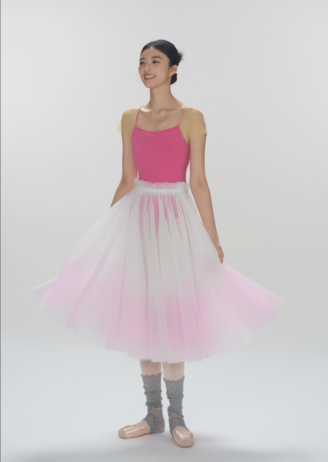 Ballet Leotard | Gradient Mesh Panel Back with Crotch Snap Closure
