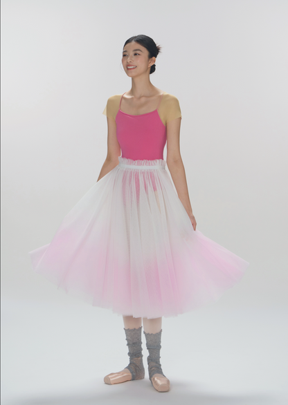 Ballet Leotard | Gradient Mesh Panel Back with Crotch Snap Closure
