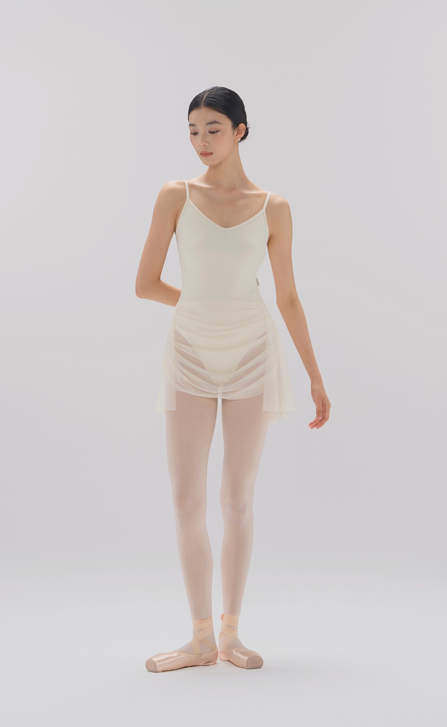 Ballet Leotard | V-Neck Pinched Back One-Piece with Attached Skirt