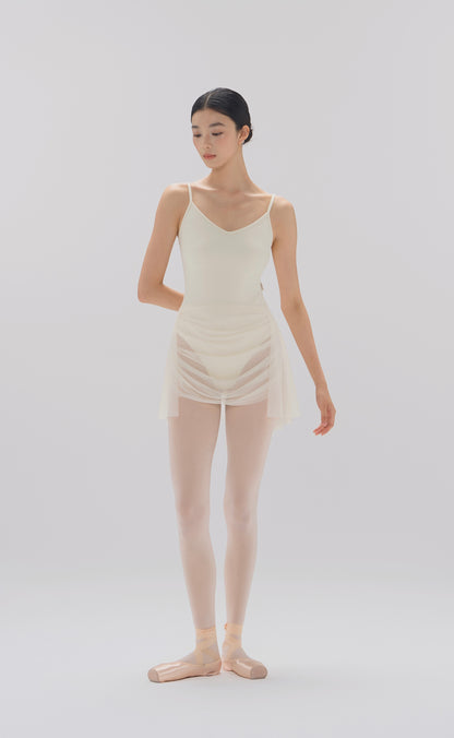Ballet Leotard | V-Neck Pinched Back One-Piece with Attached Skirt