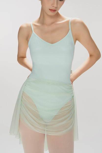 Ballet Leotard | V-Neck Pinched Back One-Piece with Attached Skirt