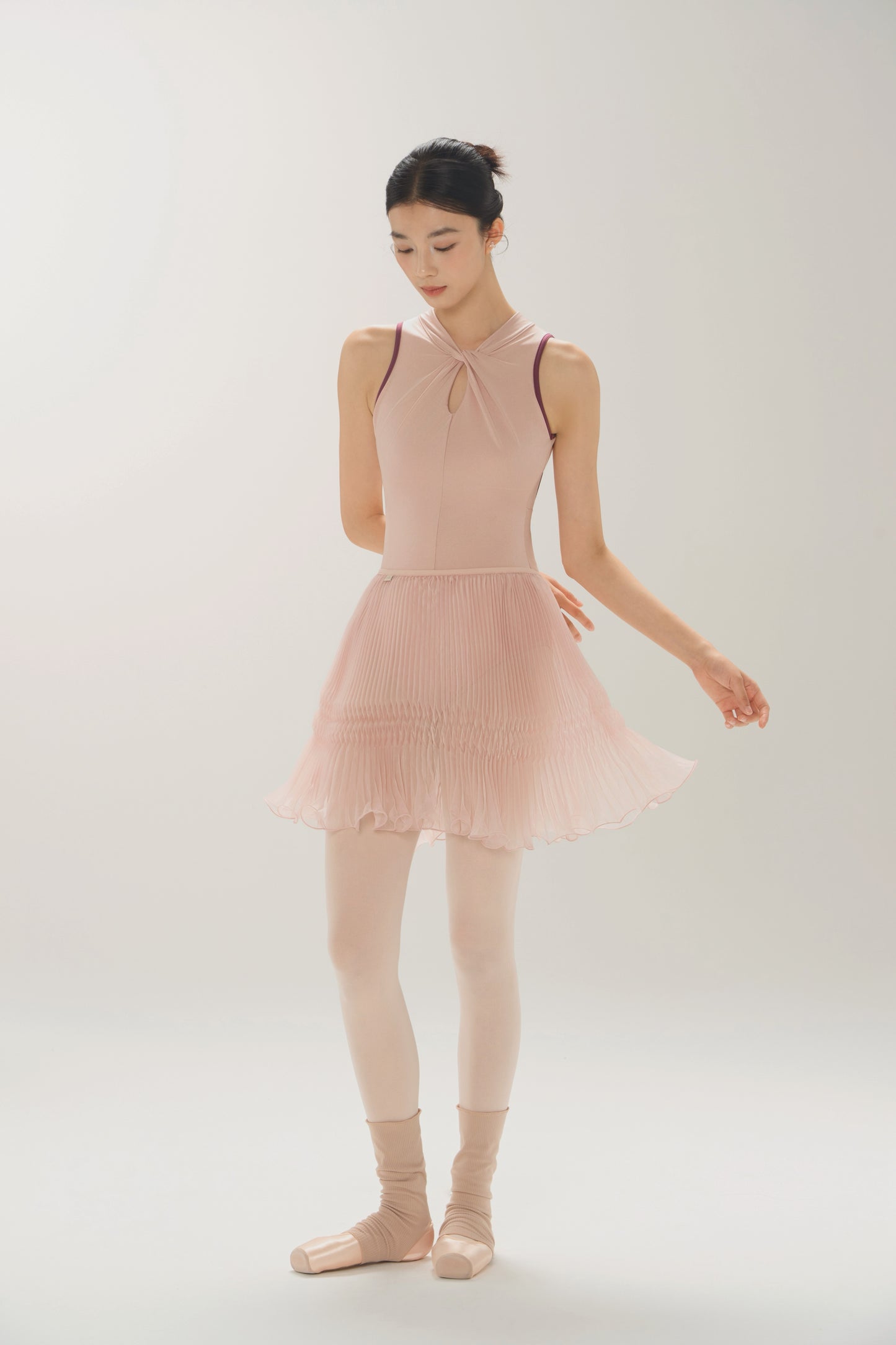 Ballet Leotard | Knotted Neckline, Contrast Binding & Open-Back Design