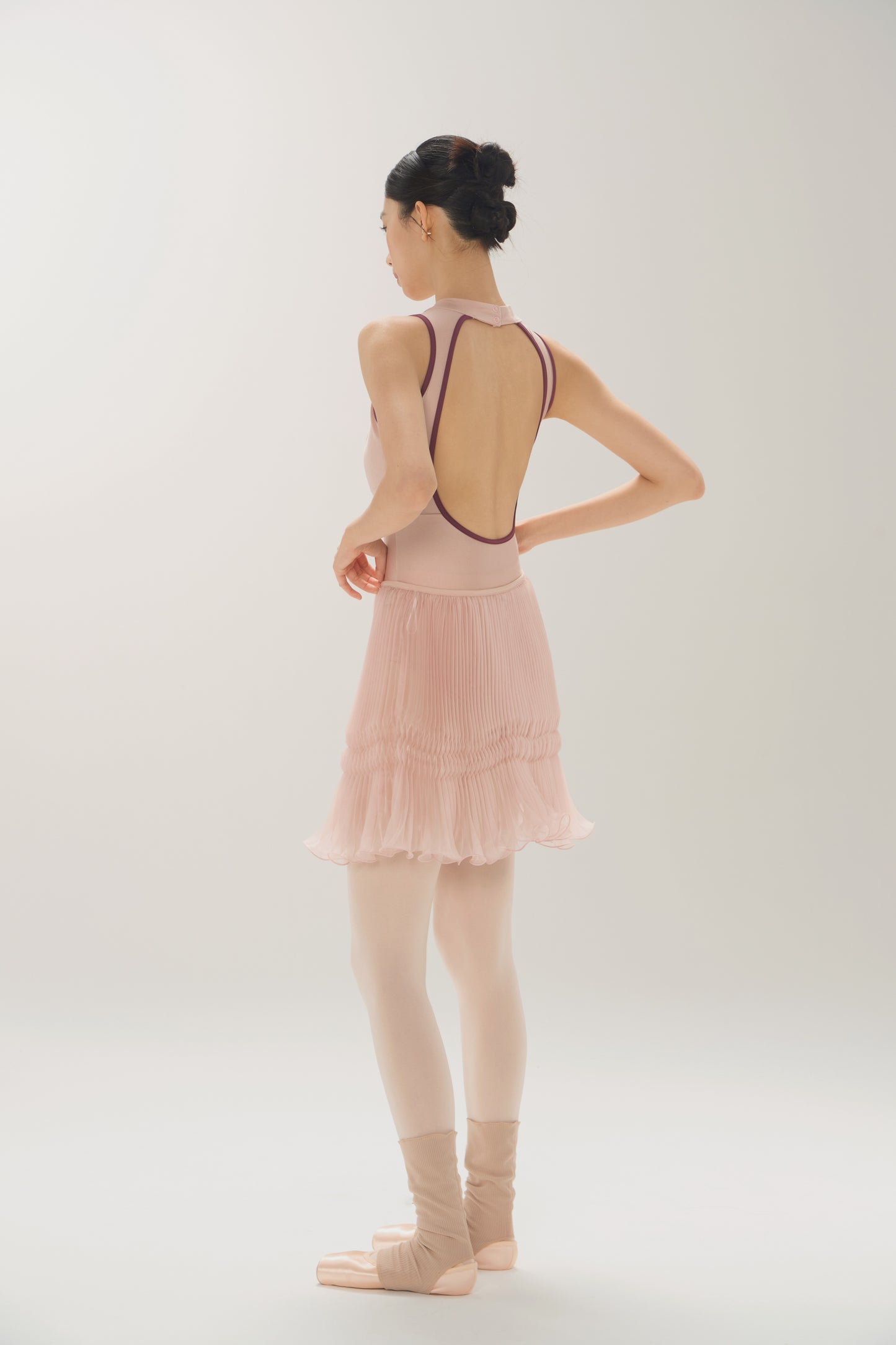 Ballet Leotard | Knotted Neckline, Contrast Binding & Open-Back Design
