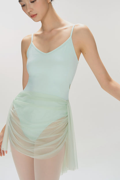 Ballet Leotard | V-Neck Pinched Back One-Piece with Attached Skirt