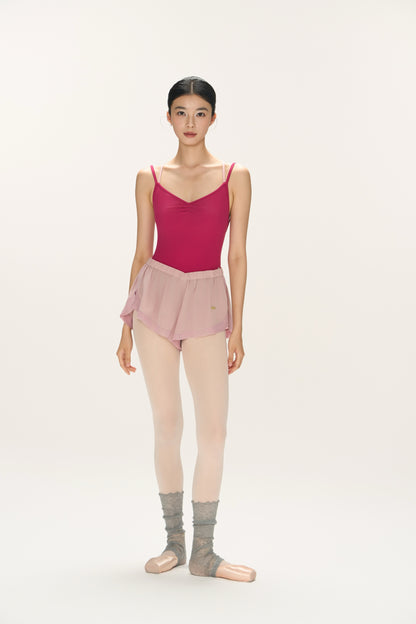 Ballet Leotard | Pinched Neckline, Color-Contrast Double Straps, Snap Closure at Crotch