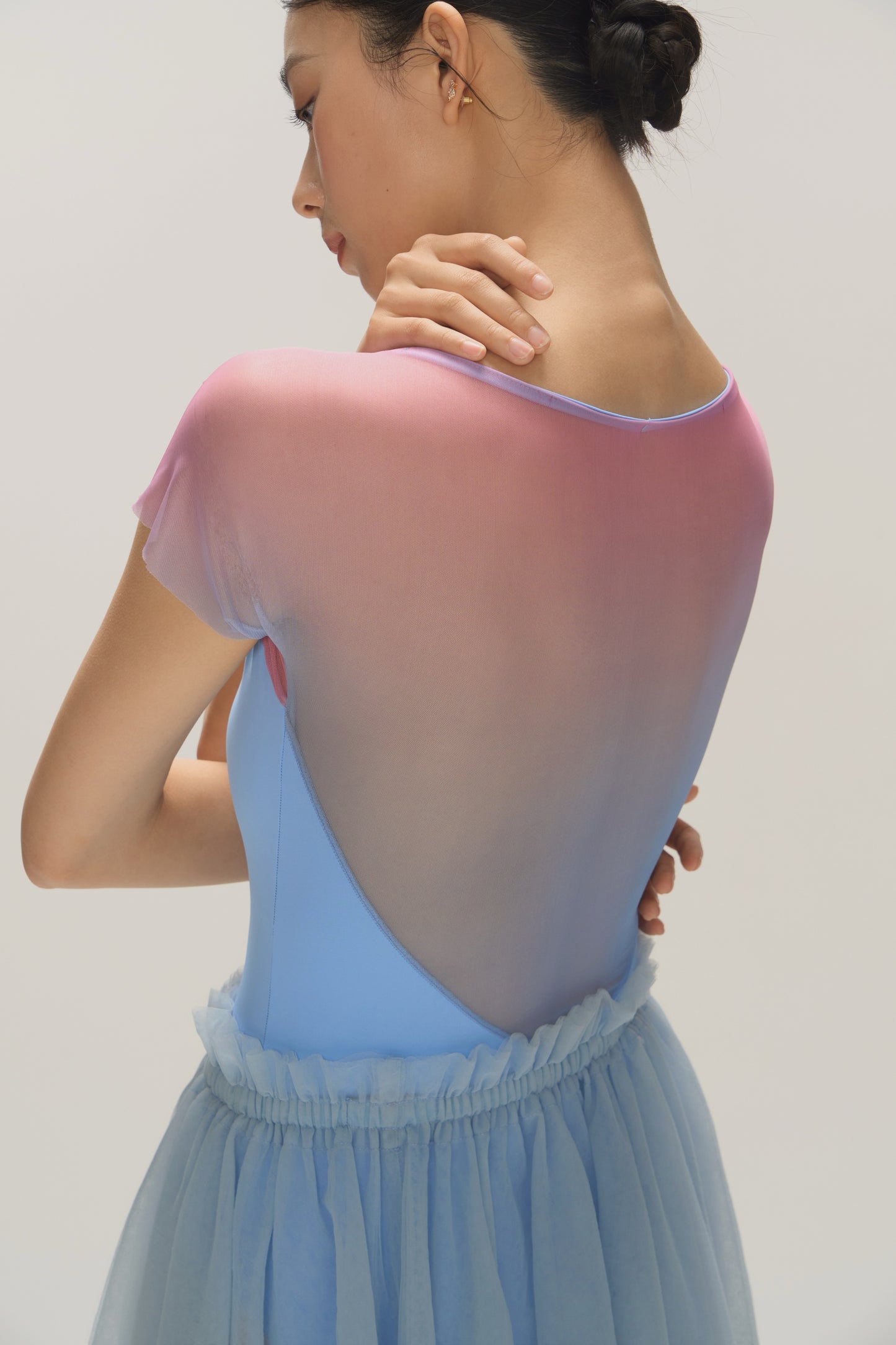 Ballet Leotard | Gradient Mesh Panel Back with Crotch Snap Closure