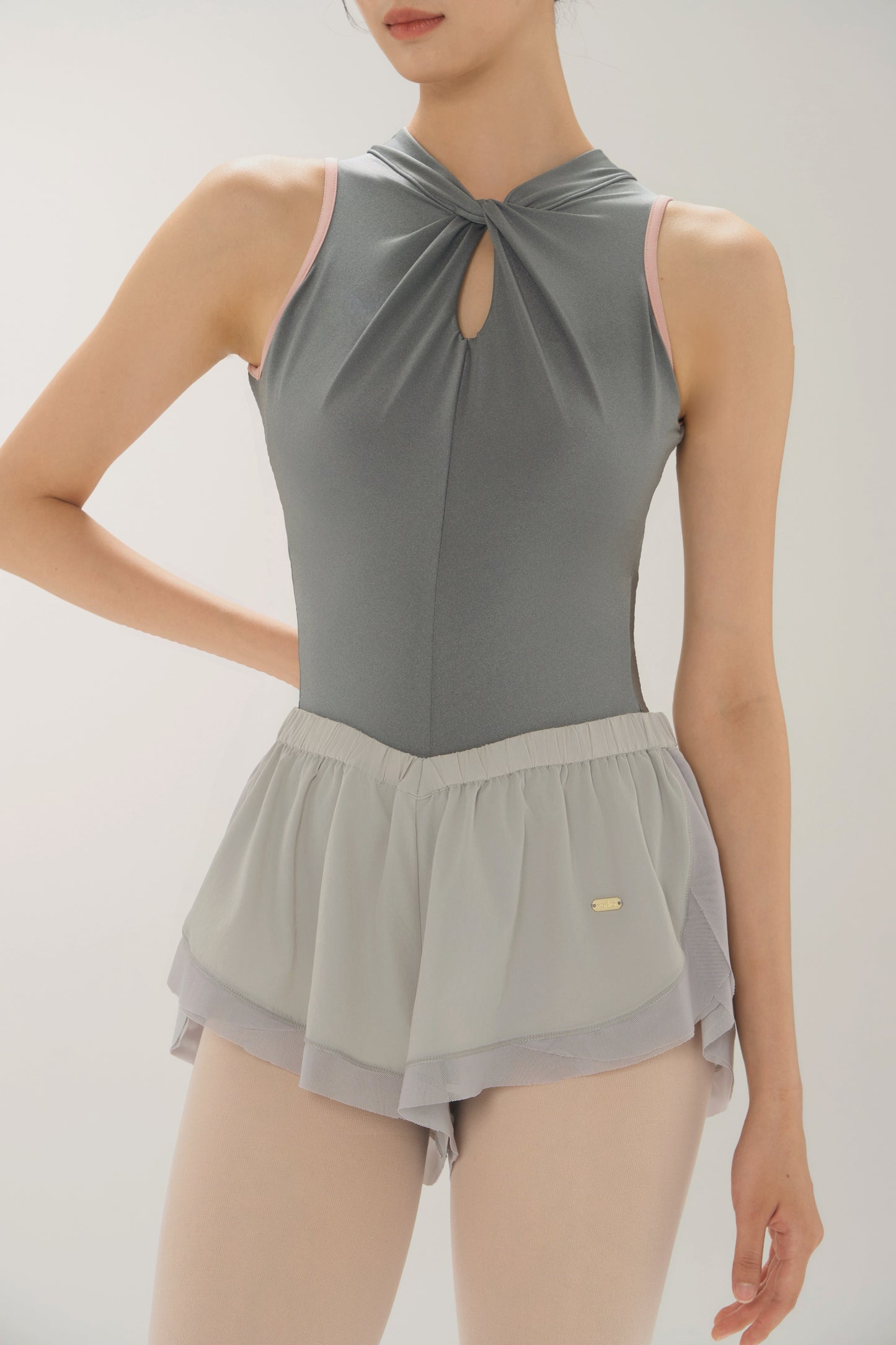 Ballet Leotard | Knotted Neckline, Contrast Binding & Open-Back Design