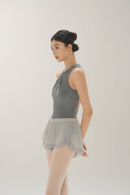 Ballet Leotard | Knotted Neckline, Contrast Binding & Open-Back Design