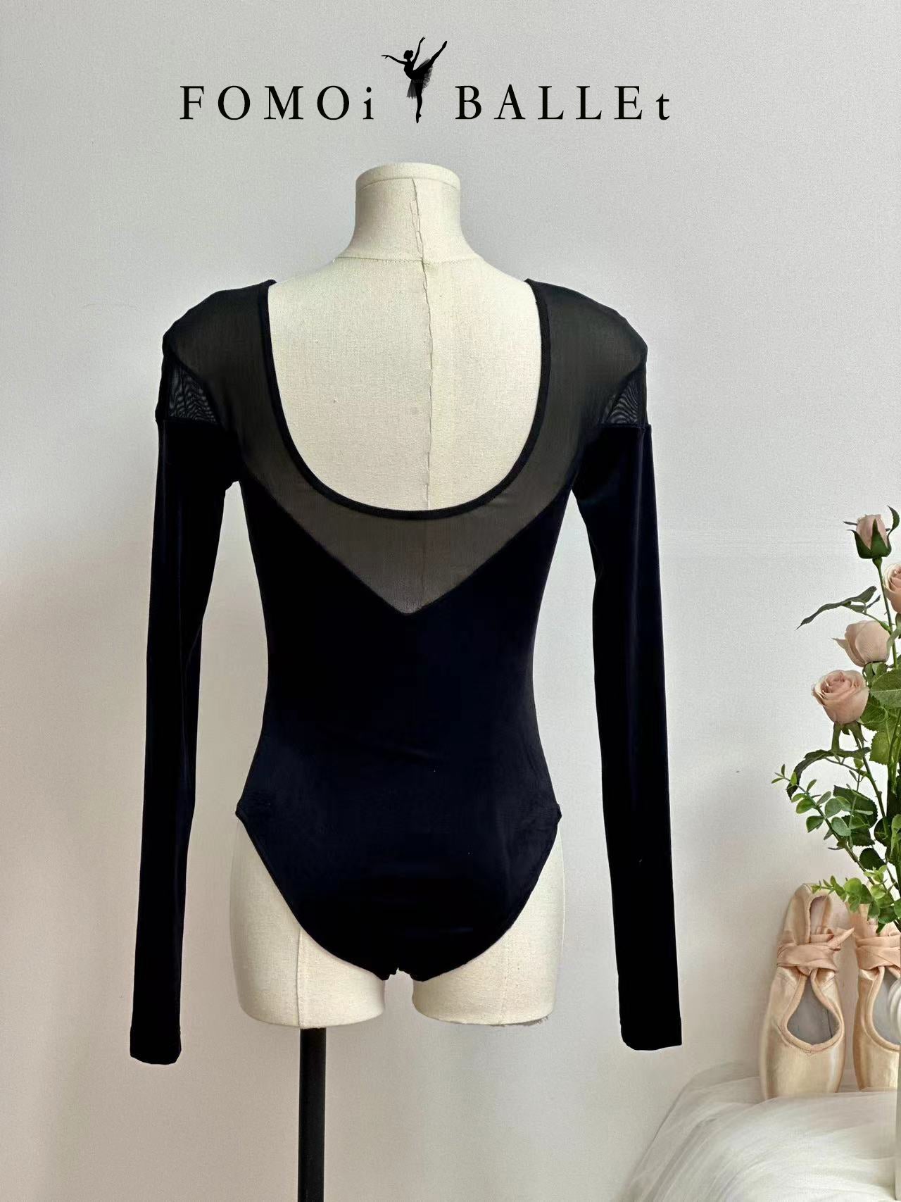 成人Ballet Leotard | Velvet With Net Desgin in Back