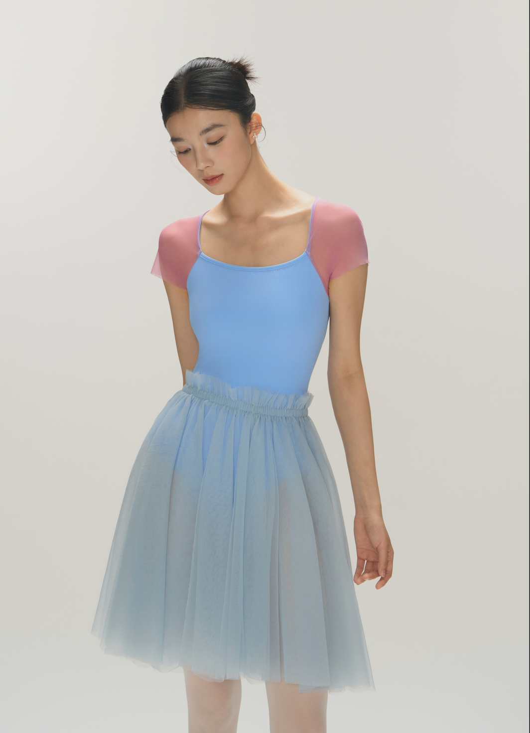 Ballet Leotard | Gradient Mesh Panel Back with Crotch Snap Closure