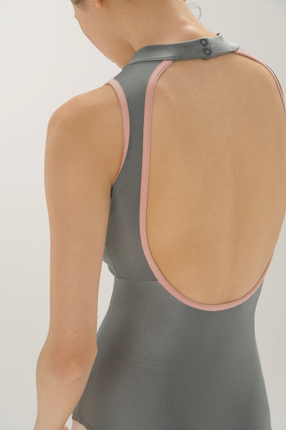 Ballet Leotard | Knotted Neckline, Contrast Binding & Open-Back Design