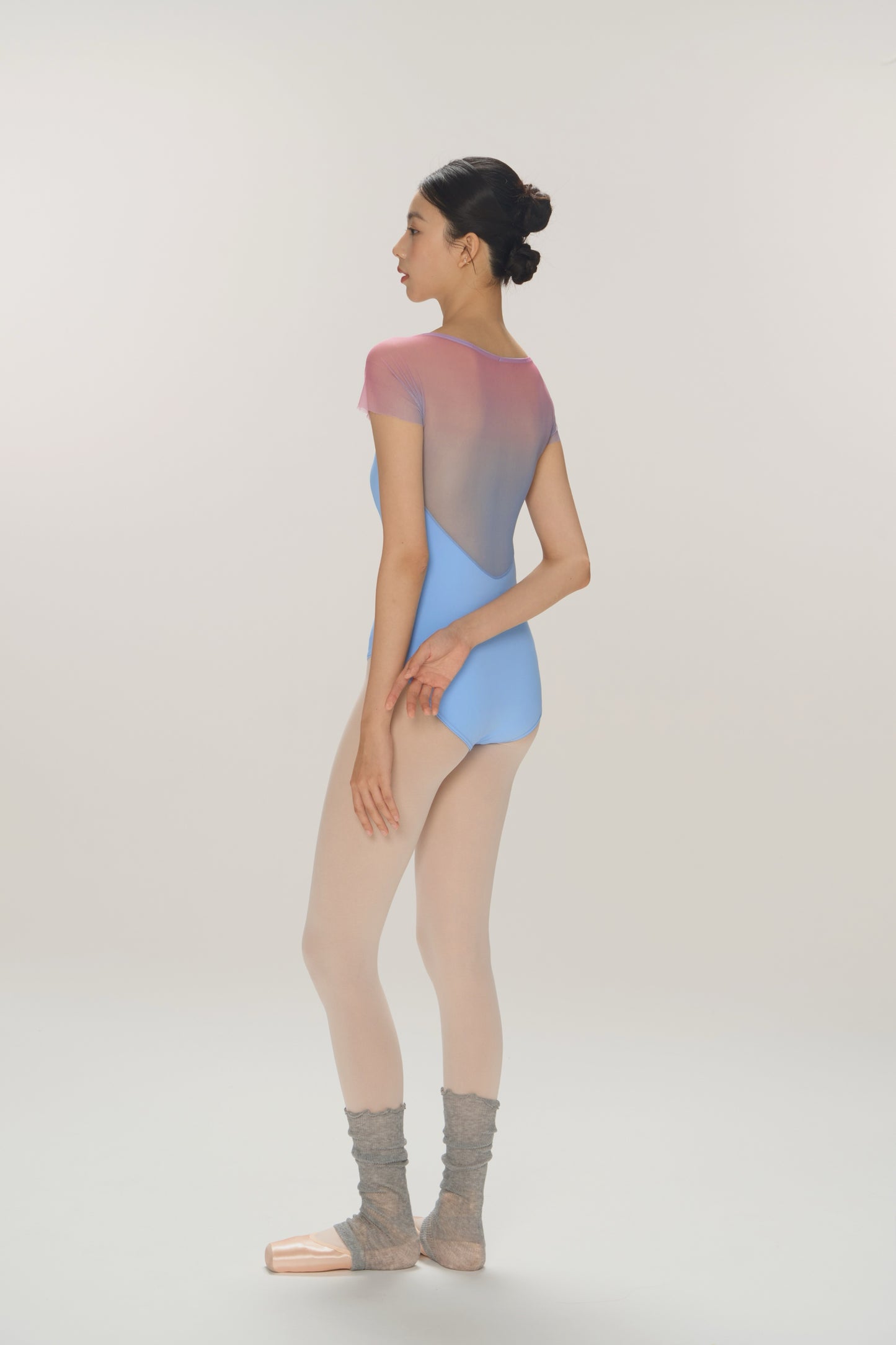 Ballet Leotard | Gradient Mesh Panel Back with Crotch Snap Closure