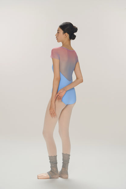 Ballet Leotard | Gradient Mesh Panel Back with Crotch Snap Closure