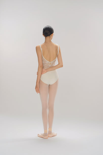 Ballet Leotard | V-shaped lace panel with ruffled straps