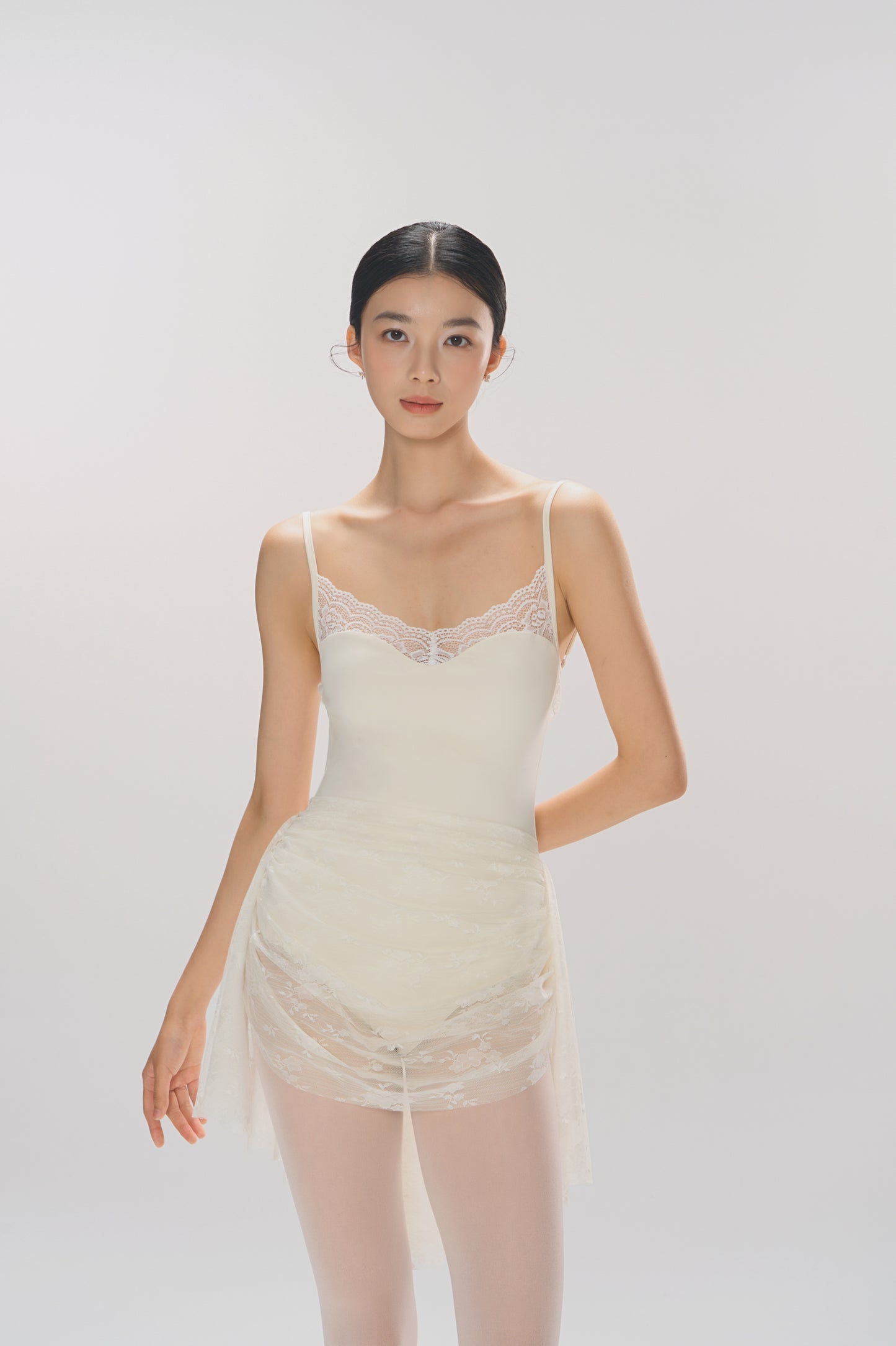Ballet Leotard | Lace Paneled Neck & Back with Adjustable Straps