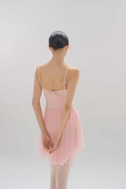 Ballet Leotard | V-Neck Pinched Back One-Piece with Attached Skirt