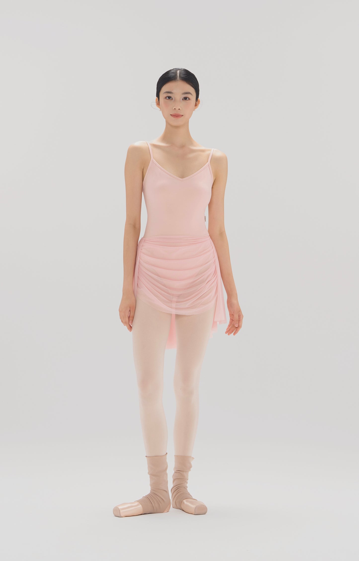 Ballet Leotard | V-Neck Pinched Back One-Piece with Attached Skirt