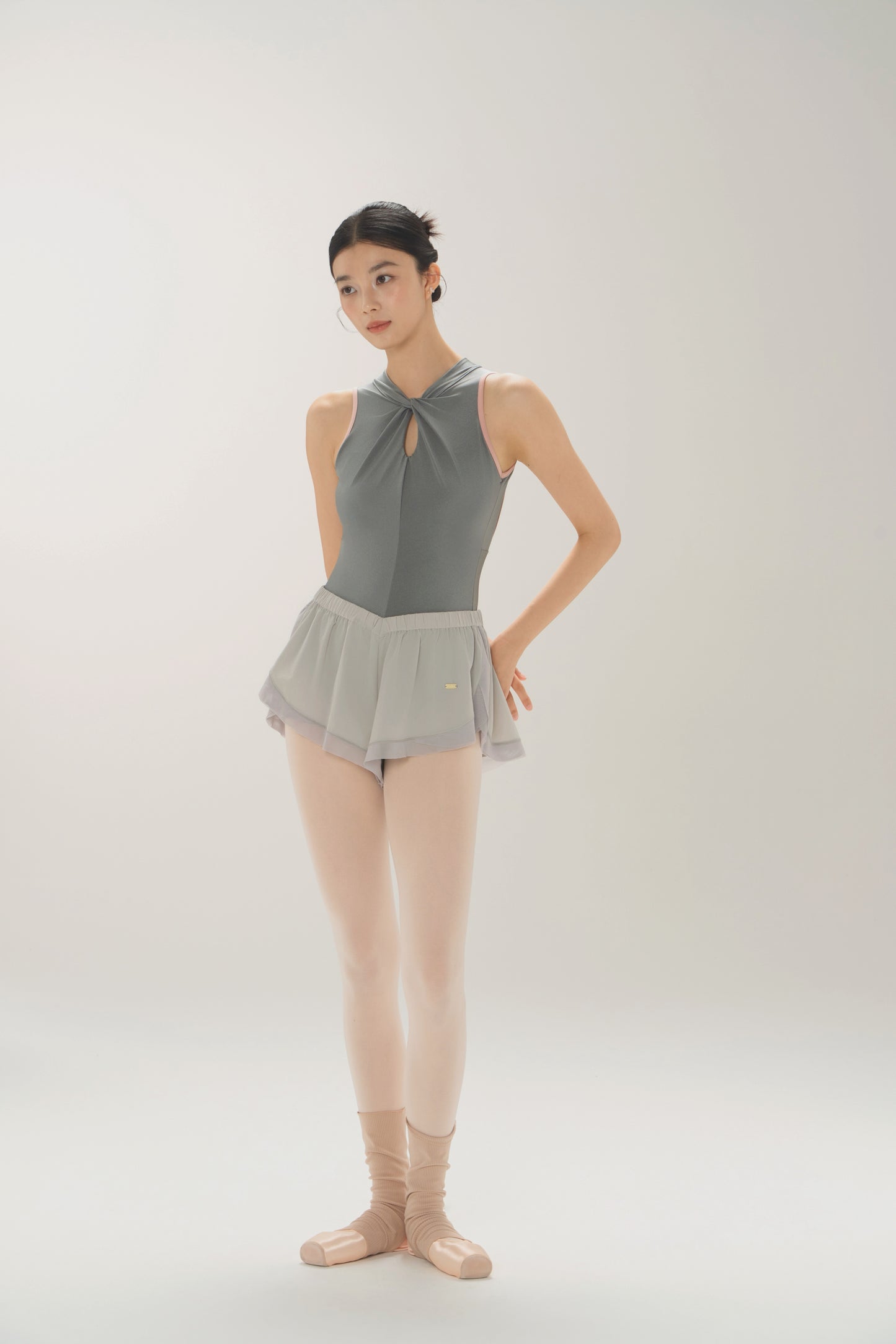 Ballet Leotard | Knotted Neckline, Contrast Binding & Open-Back Design
