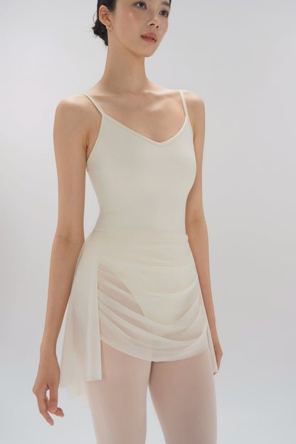 Ballet Leotard | V-Neck Pinched Back One-Piece with Attached Skirt