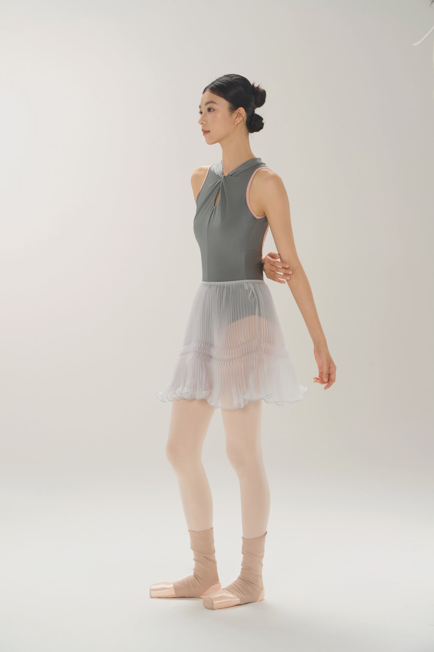 Ballet Leotard | Knotted Neckline, Contrast Binding & Open-Back Design