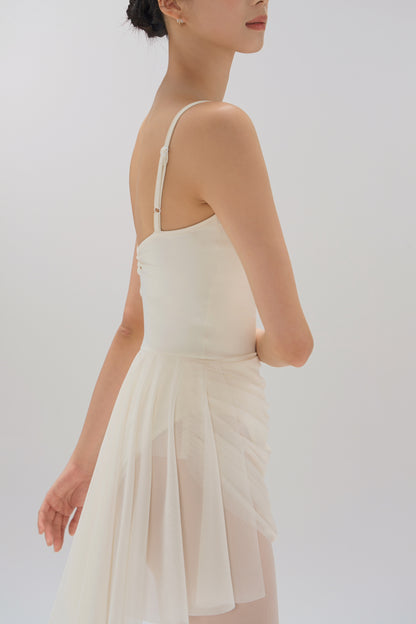 Ballet Leotard | V-Neck Pinched Back One-Piece with Attached Skirt