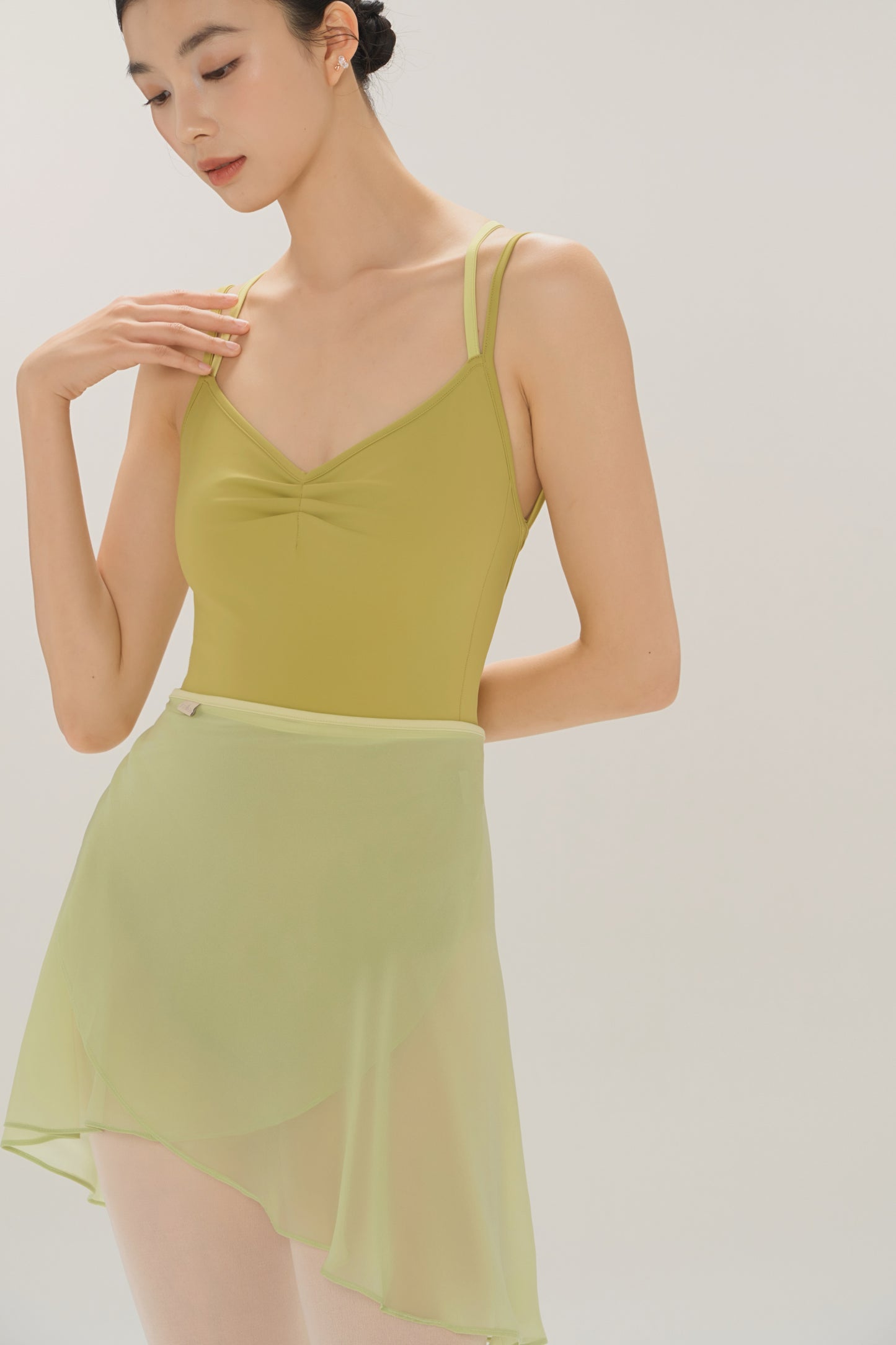 Ballet Leotard | Pinched Neckline, Color-Contrast Double Straps, Snap Closure at Crotch