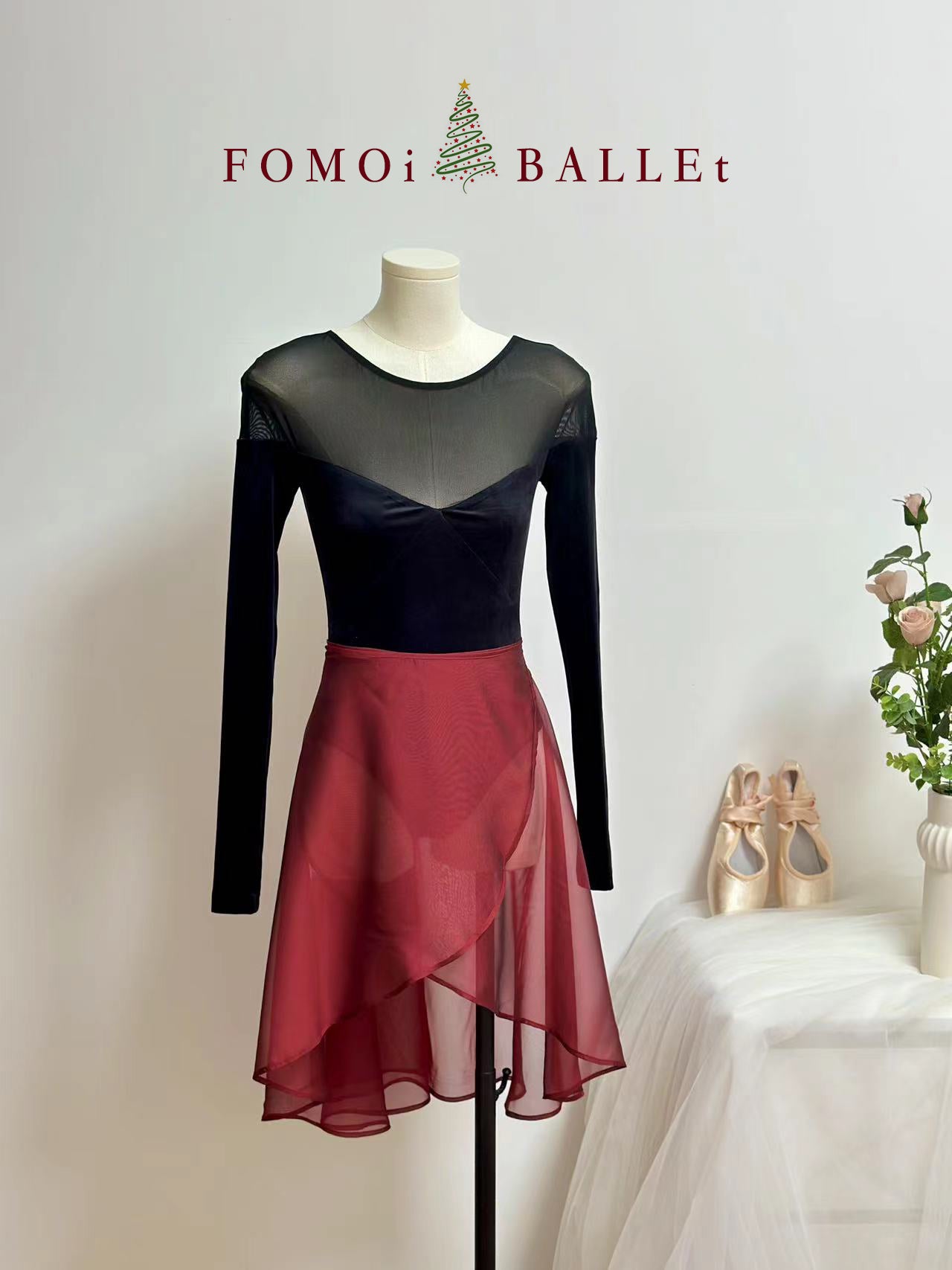 成人Ballet Leotard | Velvet With Net Desgin in Back