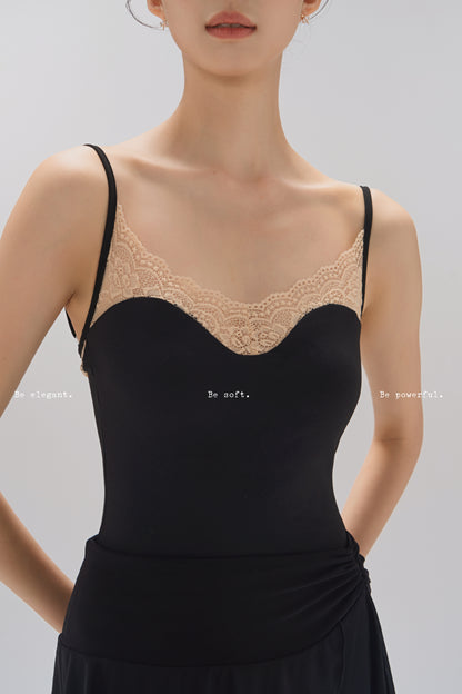 Ballet Leotard | Lace Paneled Neck & Back with Adjustable Straps